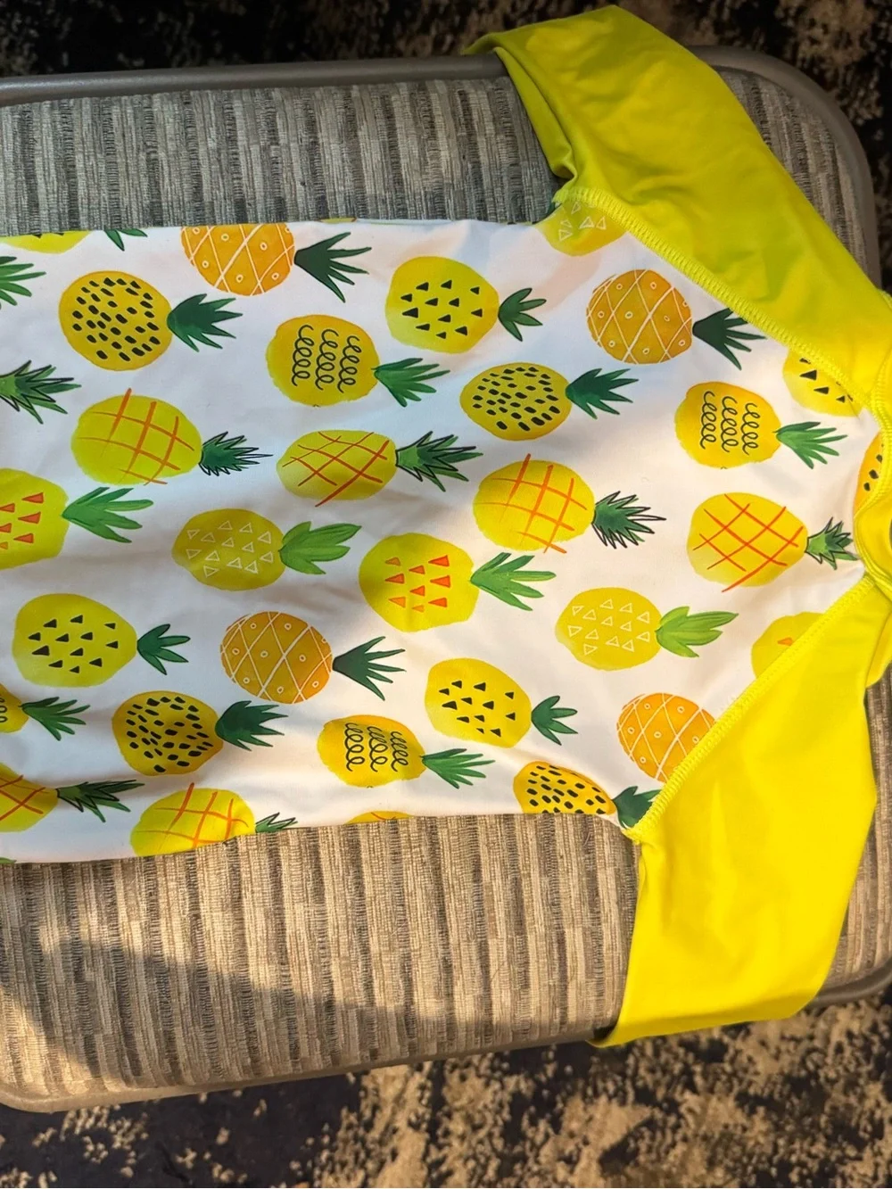 Kids Yellow Pineapple Rash Guard Swimsuit - Zip Front size 90 or about 18 months